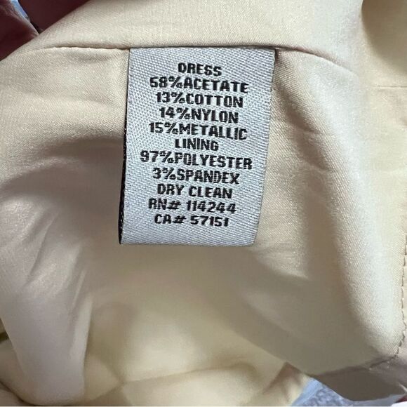 Eliza J Gold Shimmer Vintage Dress With Bow Size 6 - Picture 9 of 11